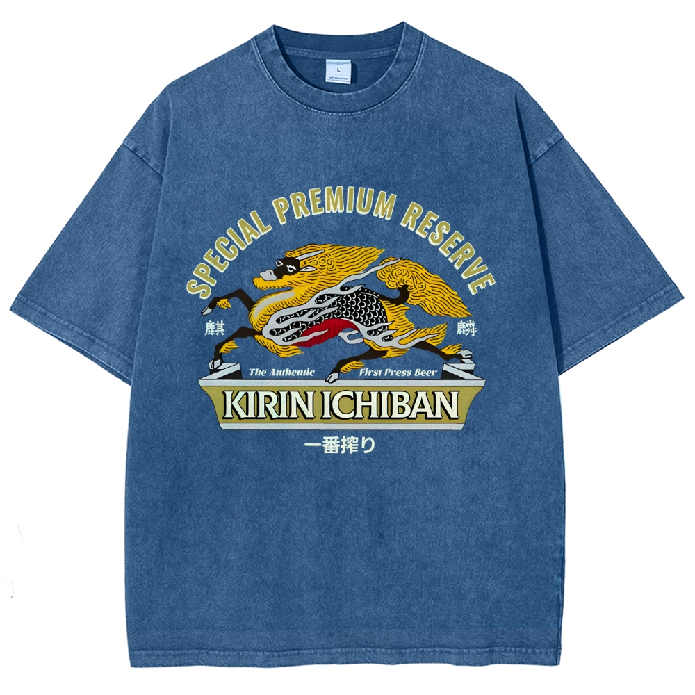 Kirin Beer Vintage Wash Japanese Design T-Shirt