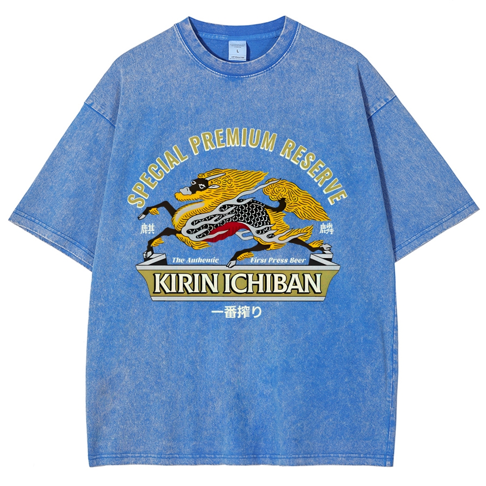Kirin Beer Vintage Wash Japanese Design T-Shirt