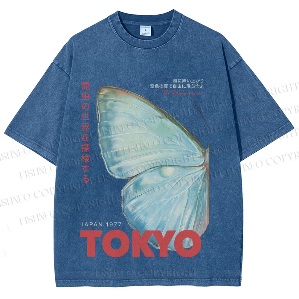 Unisex Butterfly Rising Tokyo Printed Washed Tee