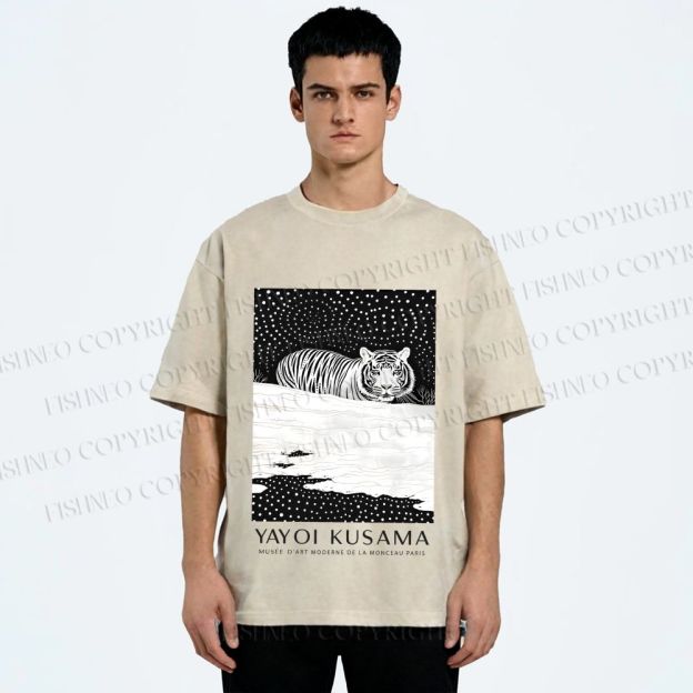 Unisex Yayoi Kusama Tiger Printed Washed Tee