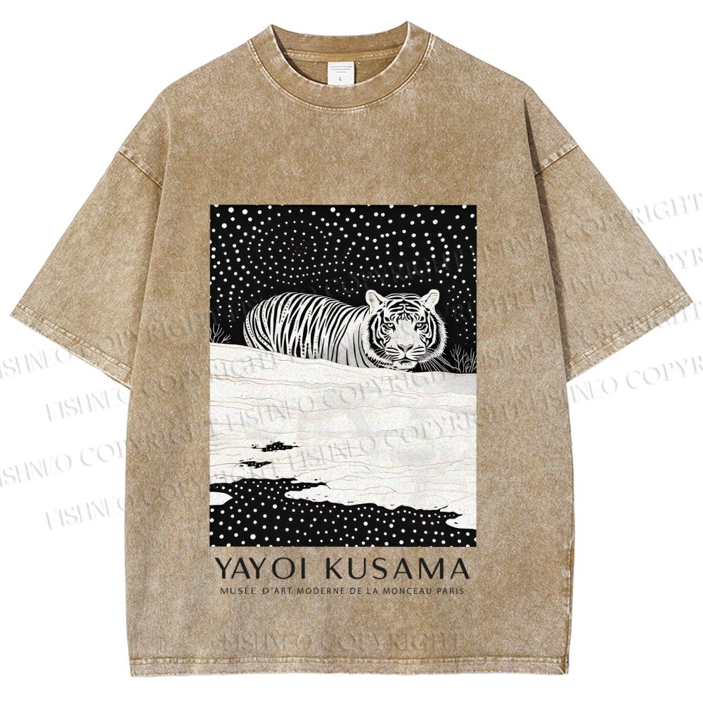 Unisex Yayoi Kusama Tiger Printed Washed Tee