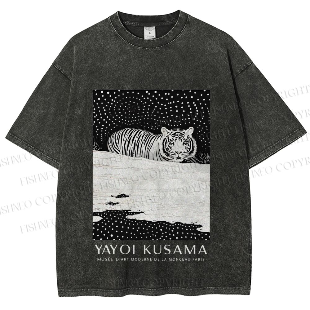 Unisex Yayoi Kusama Tiger Printed Washed Tee