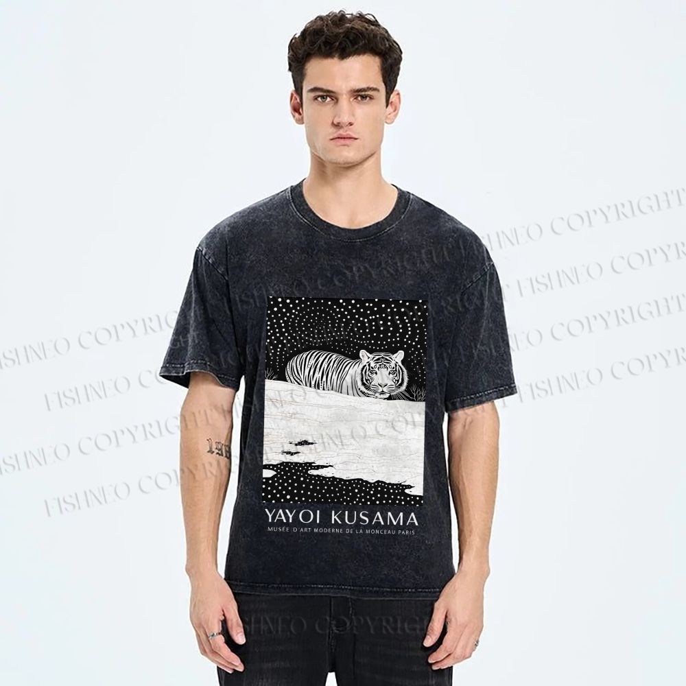 Unisex Yayoi Kusama Tiger Printed Washed Tee