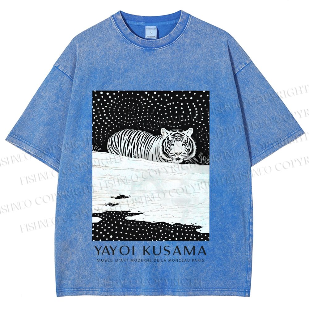 Unisex Yayoi Kusama Tiger Printed Washed Tee