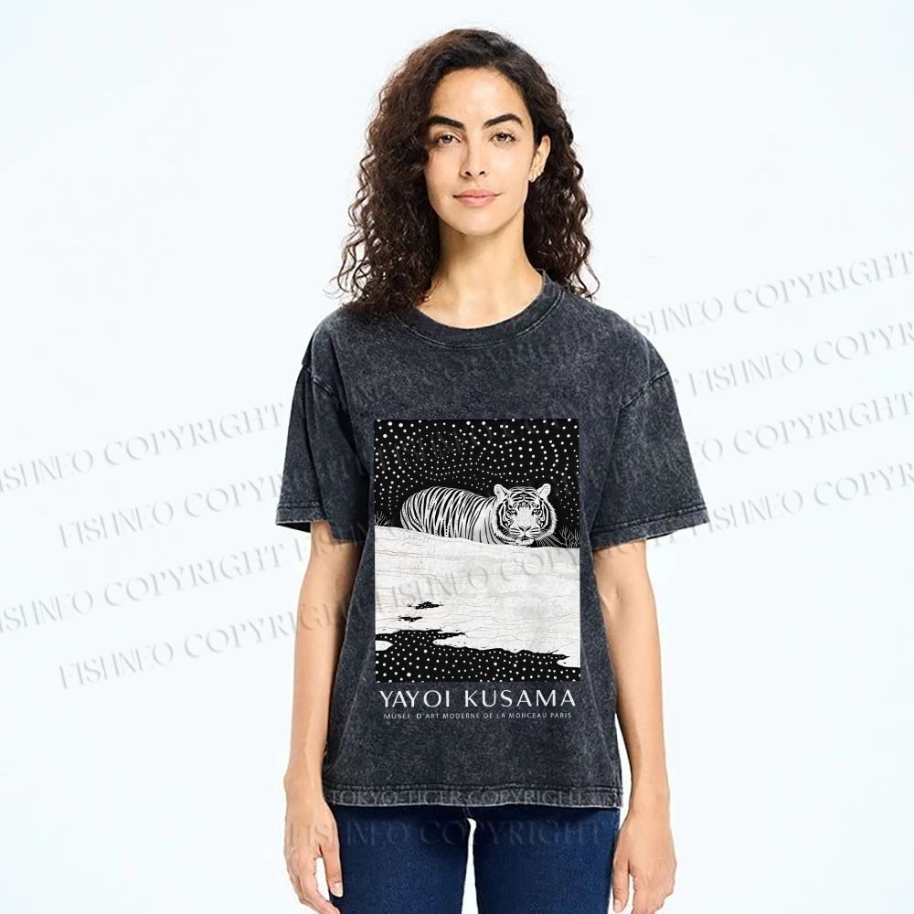 Unisex Yayoi Kusama Tiger Printed Washed Tee