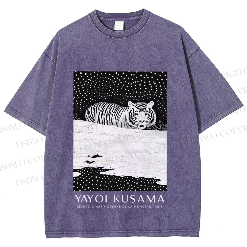 Unisex Yayoi Kusama Tiger Printed Washed Tee
