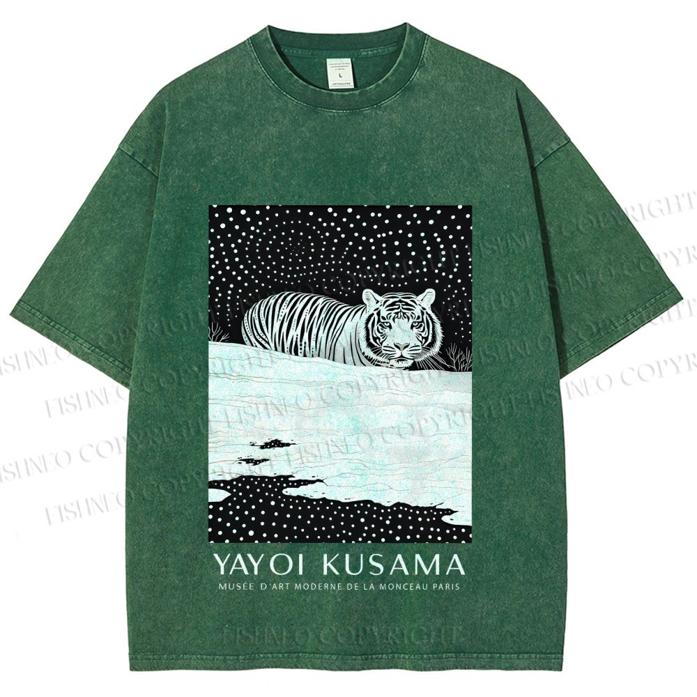 Unisex Yayoi Kusama Tiger Printed Washed Tee