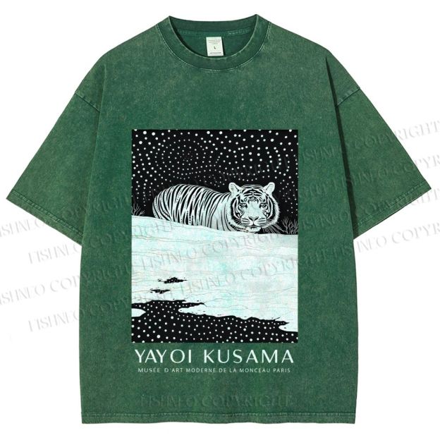 Unisex Yayoi Kusama Tiger Printed Washed Tee