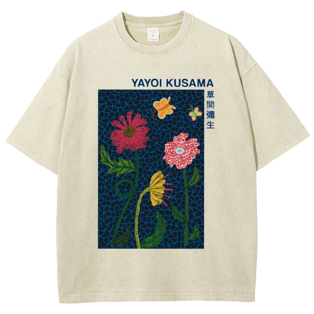 Yayoi Kusama Flower Art Vintage Washed T-shirt