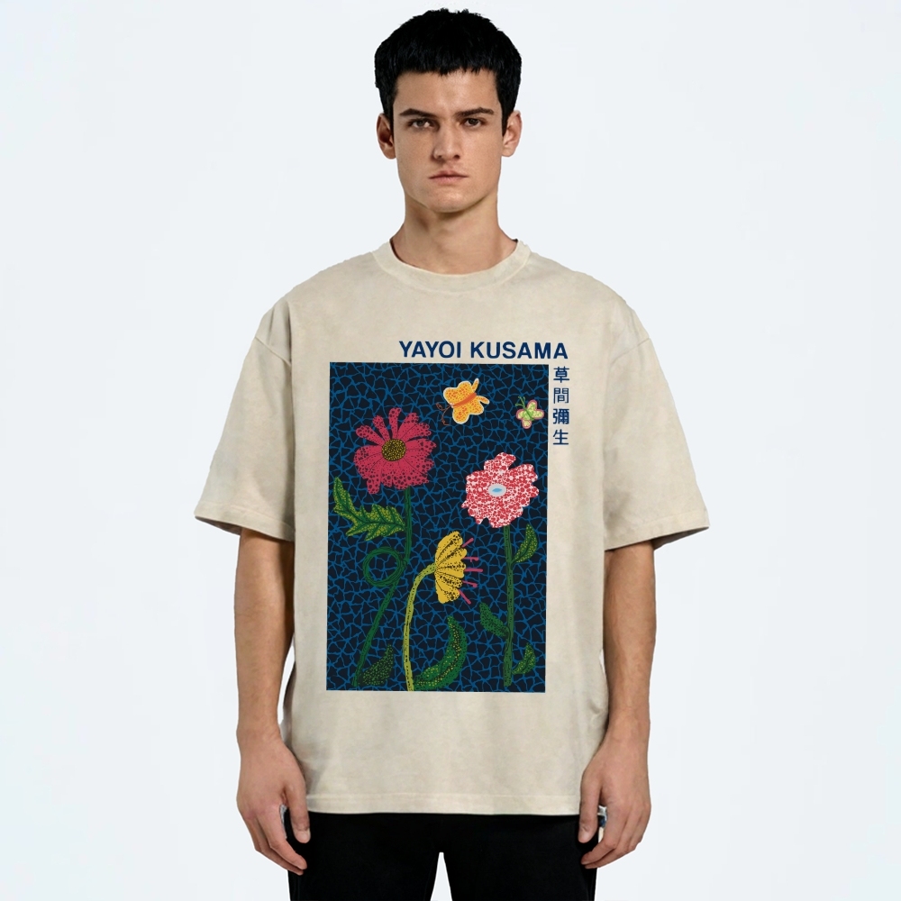 Yayoi Kusama Flower Art Vintage Washed T-shirt