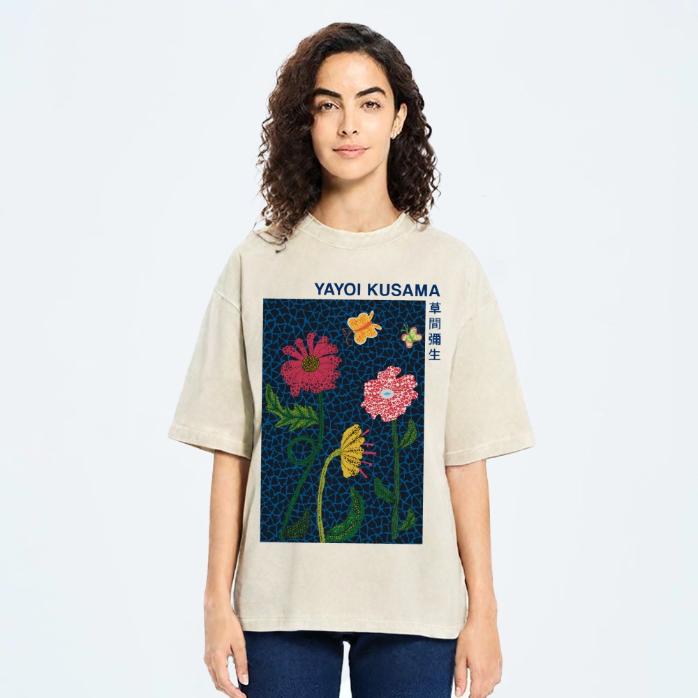 Yayoi Kusama Flower Art Vintage Washed T-shirt