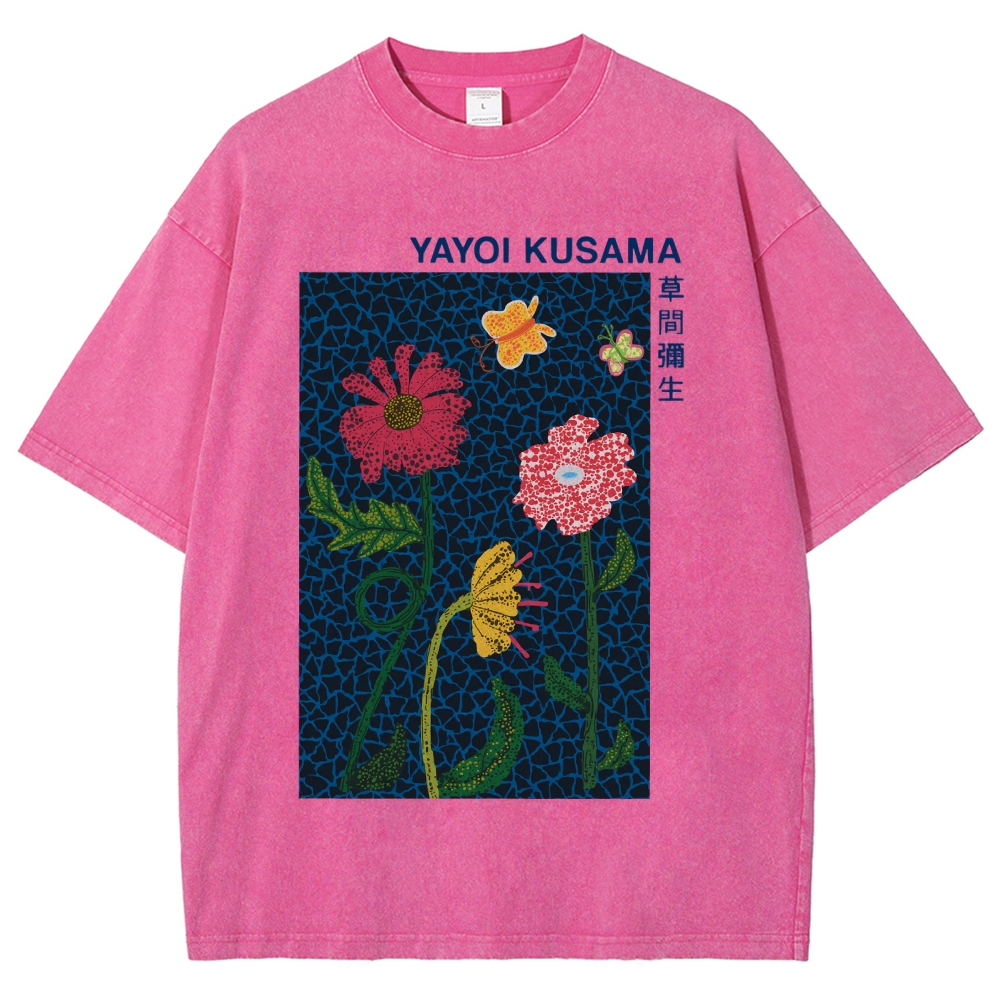 Yayoi Kusama Flower Art Vintage Washed T-shirt