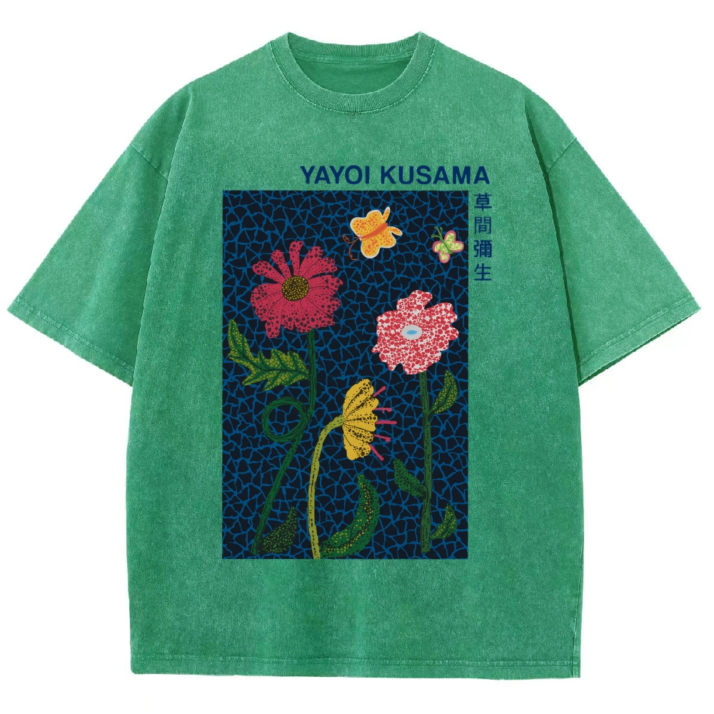 Yayoi Kusama Flower Art Vintage Washed T-shirt