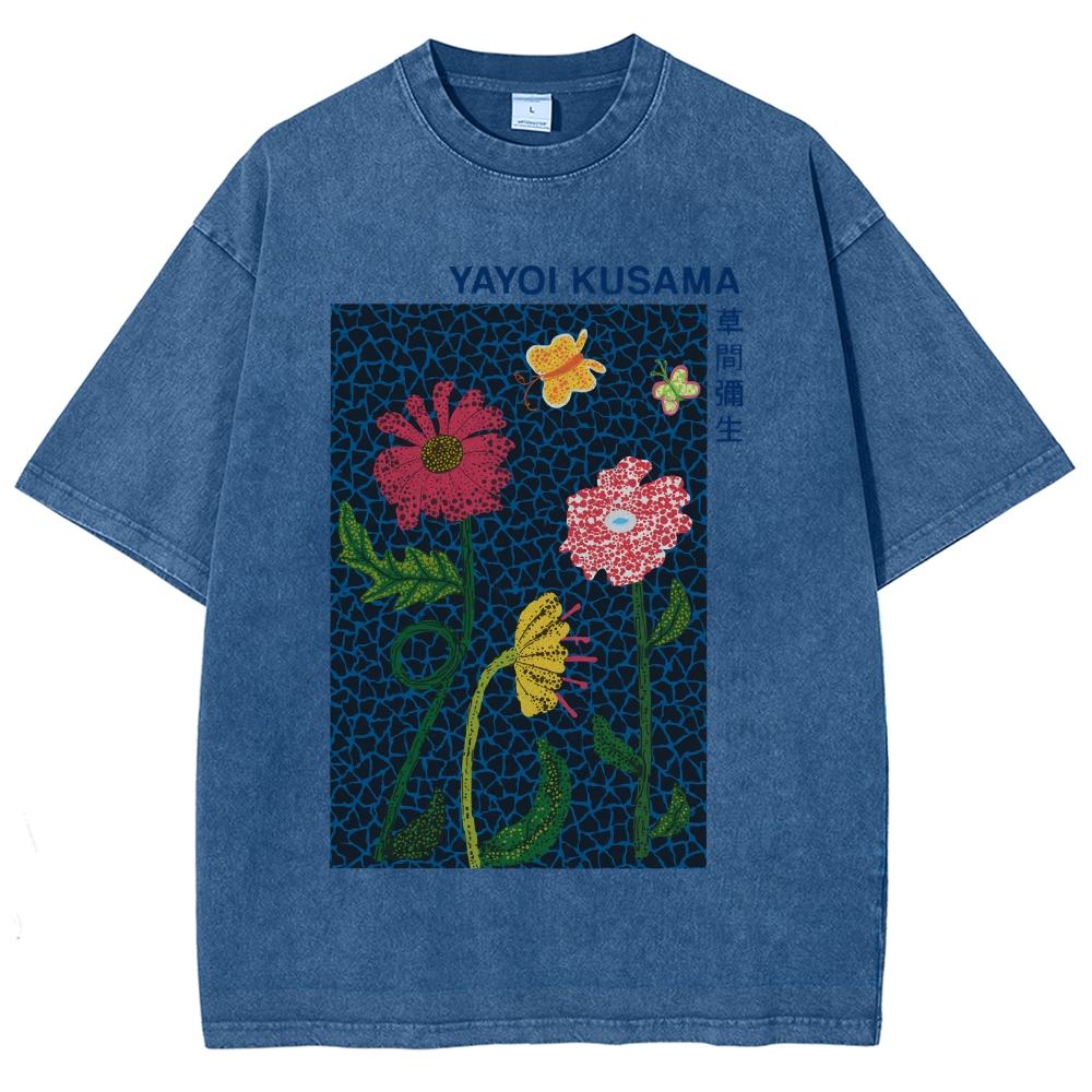 Yayoi Kusama Flower Art Vintage Washed T-shirt