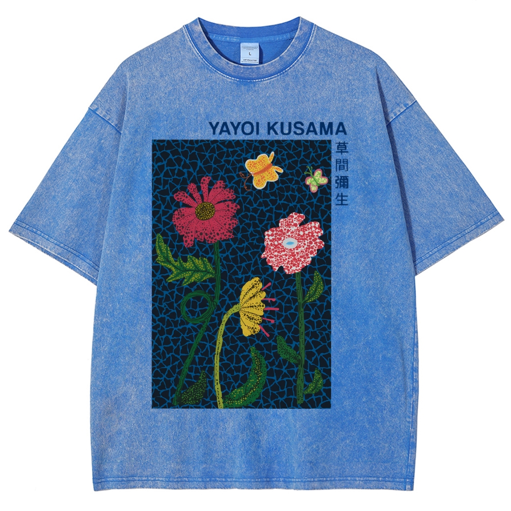 Yayoi Kusama Flower Art Vintage Washed T-shirt