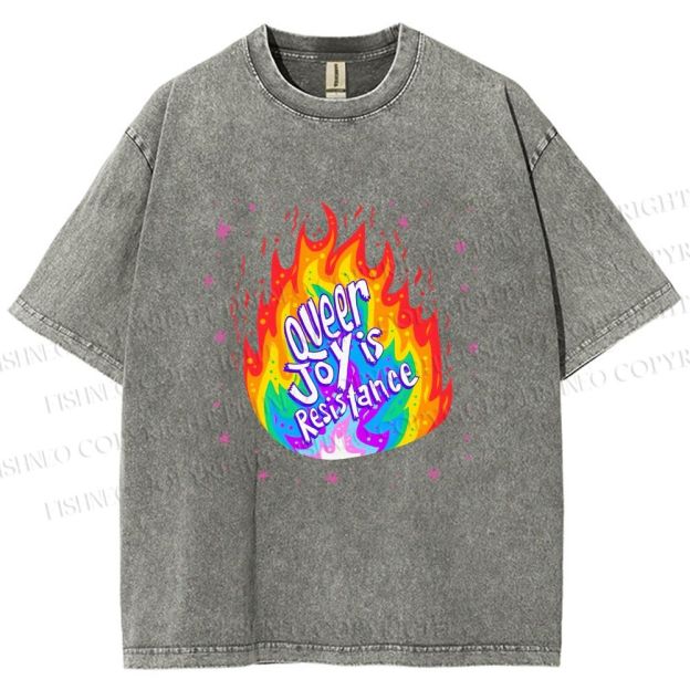 Unisex Pride Queer Joy is Resistance Printed Washed Tee