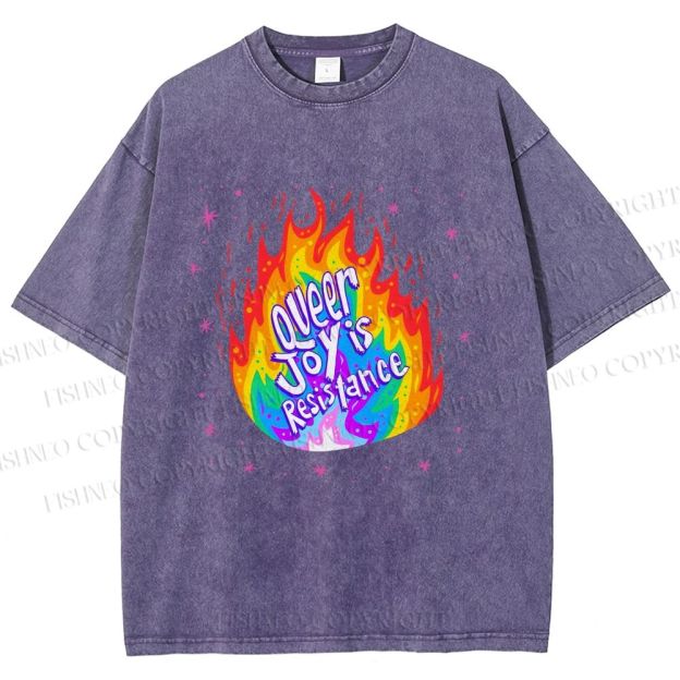 Unisex Pride Queer Joy is Resistance Printed Washed Tee