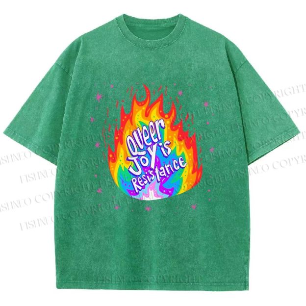 Unisex Pride Queer Joy is Resistance Printed Washed Tee