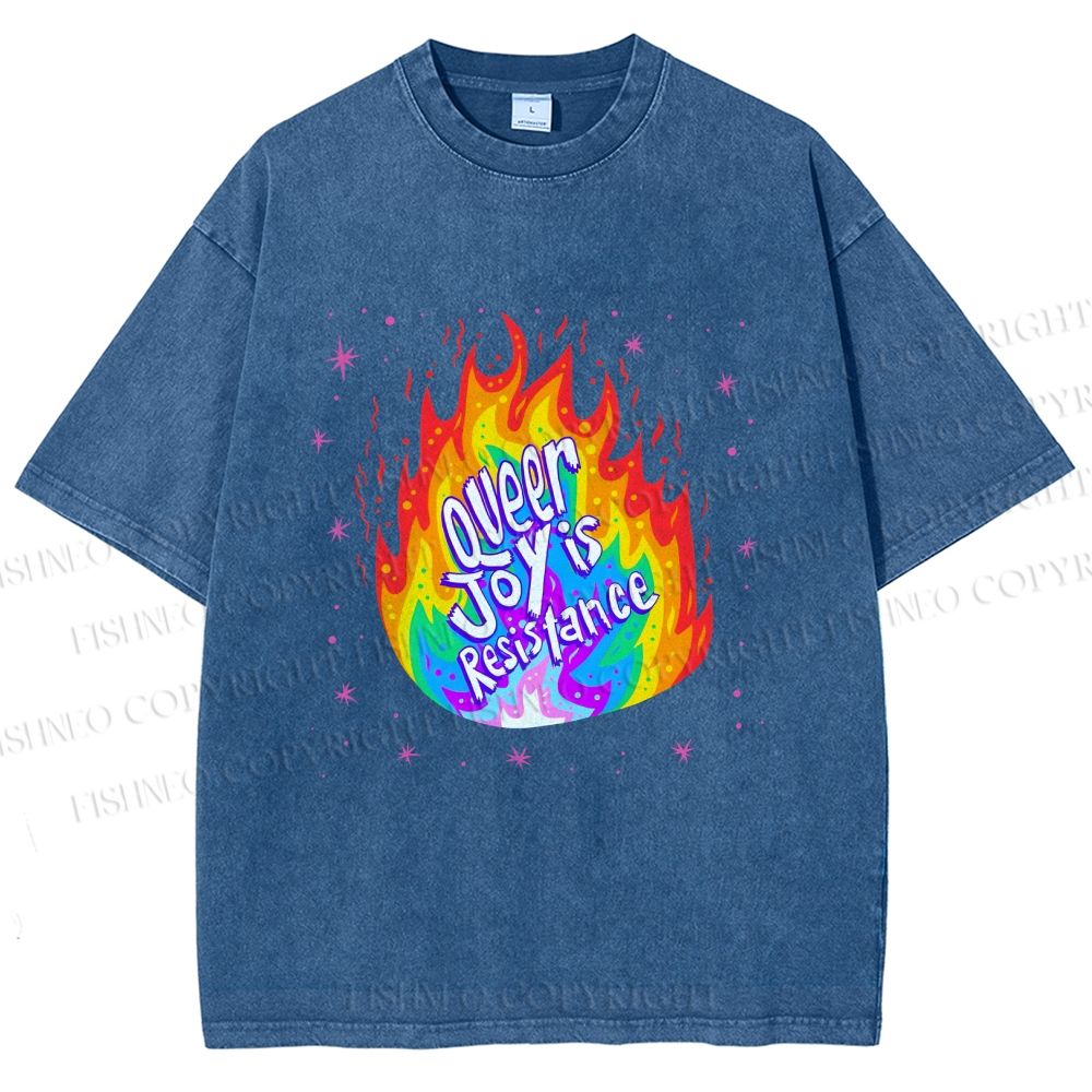 Unisex Pride Queer Joy is Resistance Printed Washed Tee