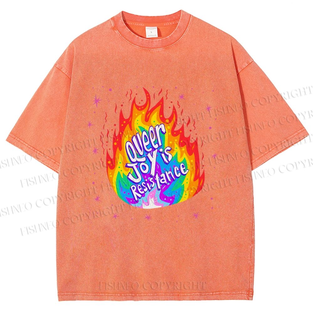Unisex Pride Queer Joy is Resistance Printed Washed Tee