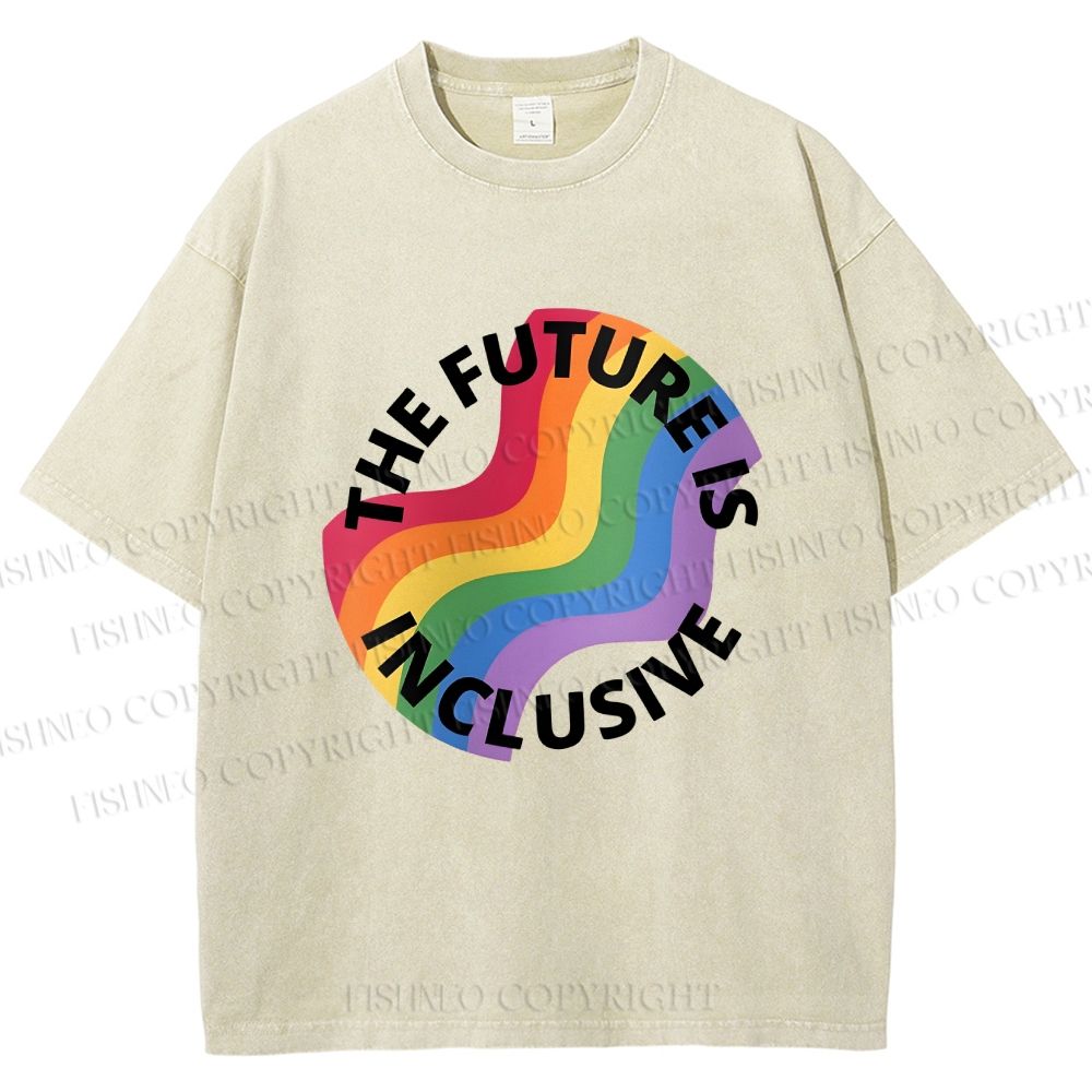 Unisex Pride Future is Inclusive Printed Washed Tee