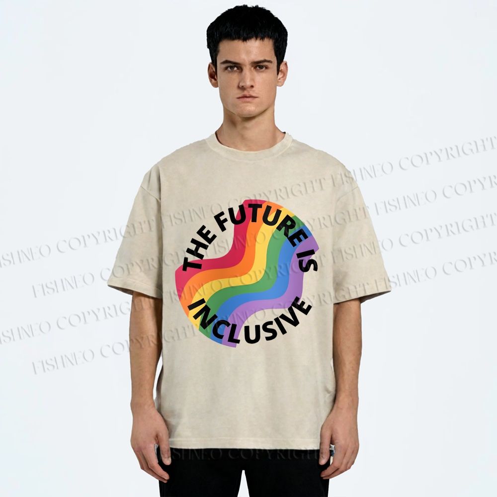 Unisex Pride Future is Inclusive Printed Washed Tee