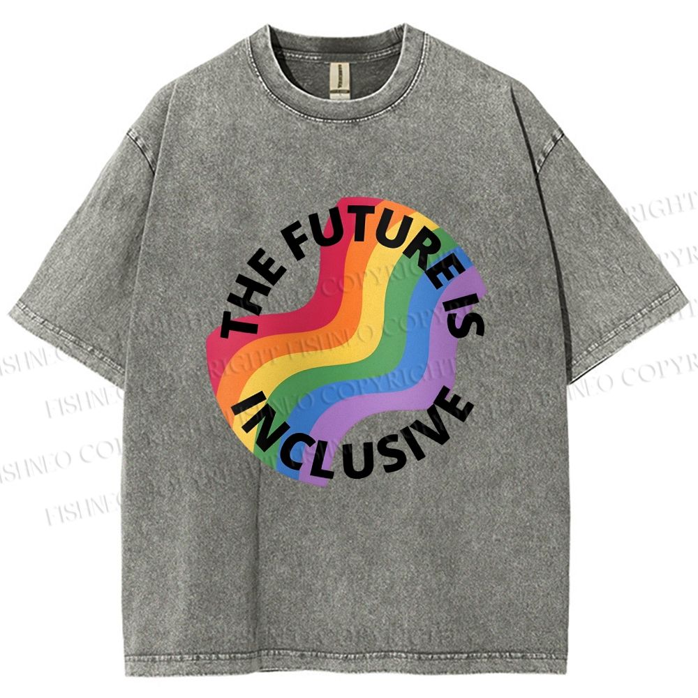 Unisex Pride Future is Inclusive Printed Washed Tee