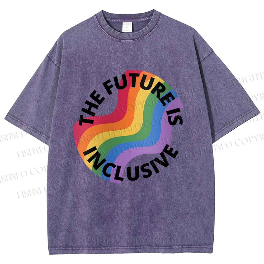 Unisex Pride Future is Inclusive Printed Washed Tee