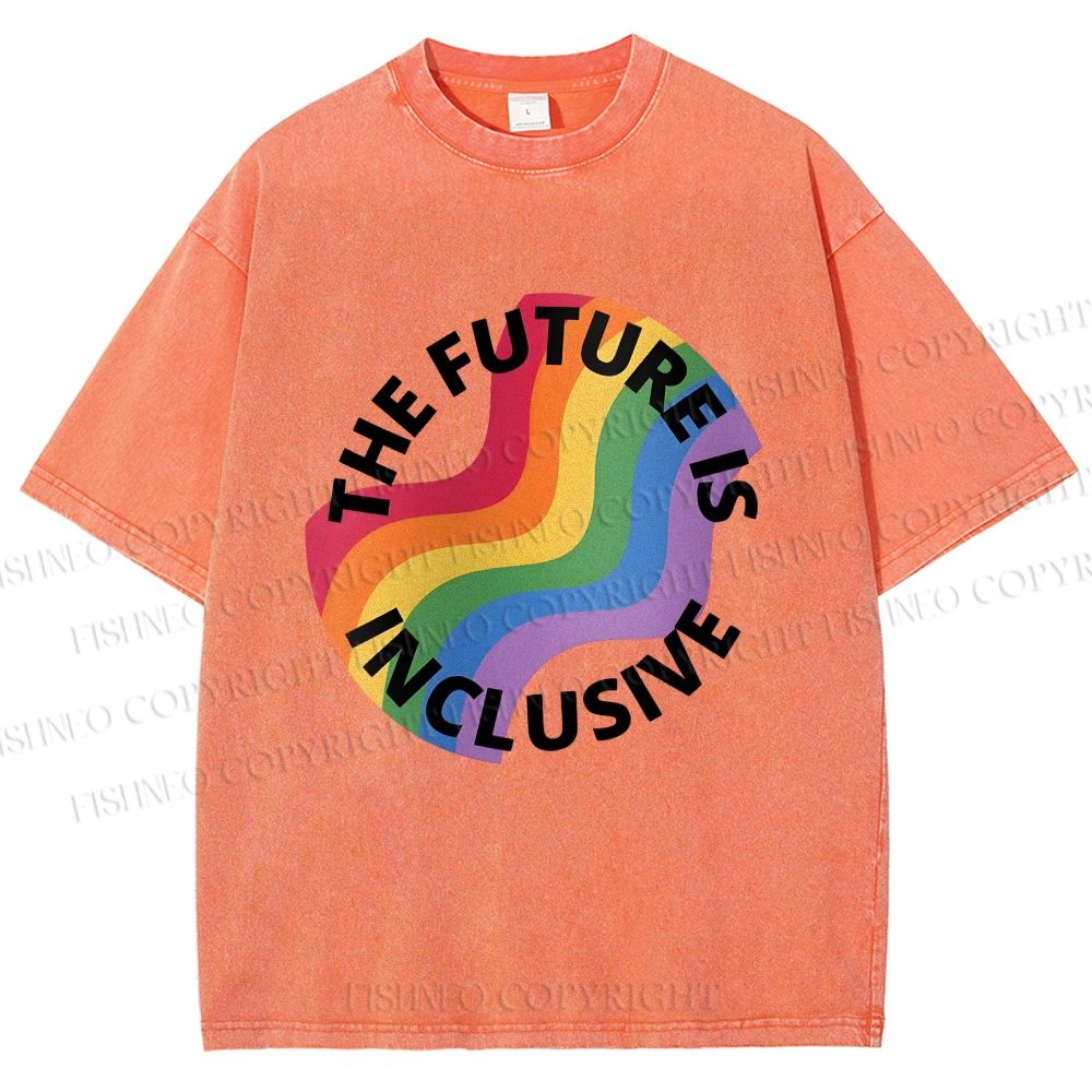 Unisex Pride Future is Inclusive Printed Washed Tee