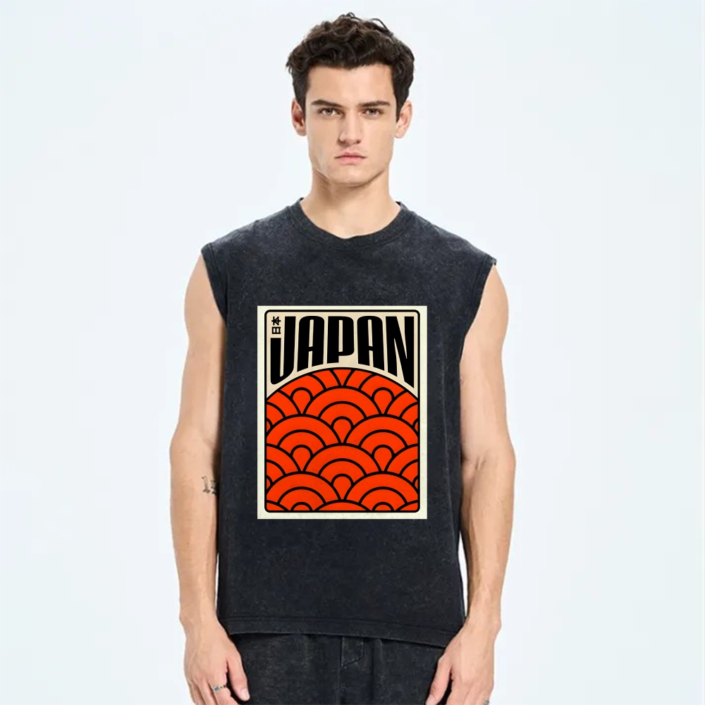 Japan Poster Vintage Distressed Washed Tank Top