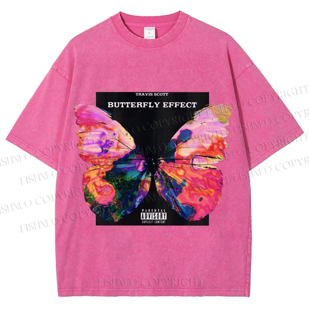 Unisex Butterfly Printed Washed Tee