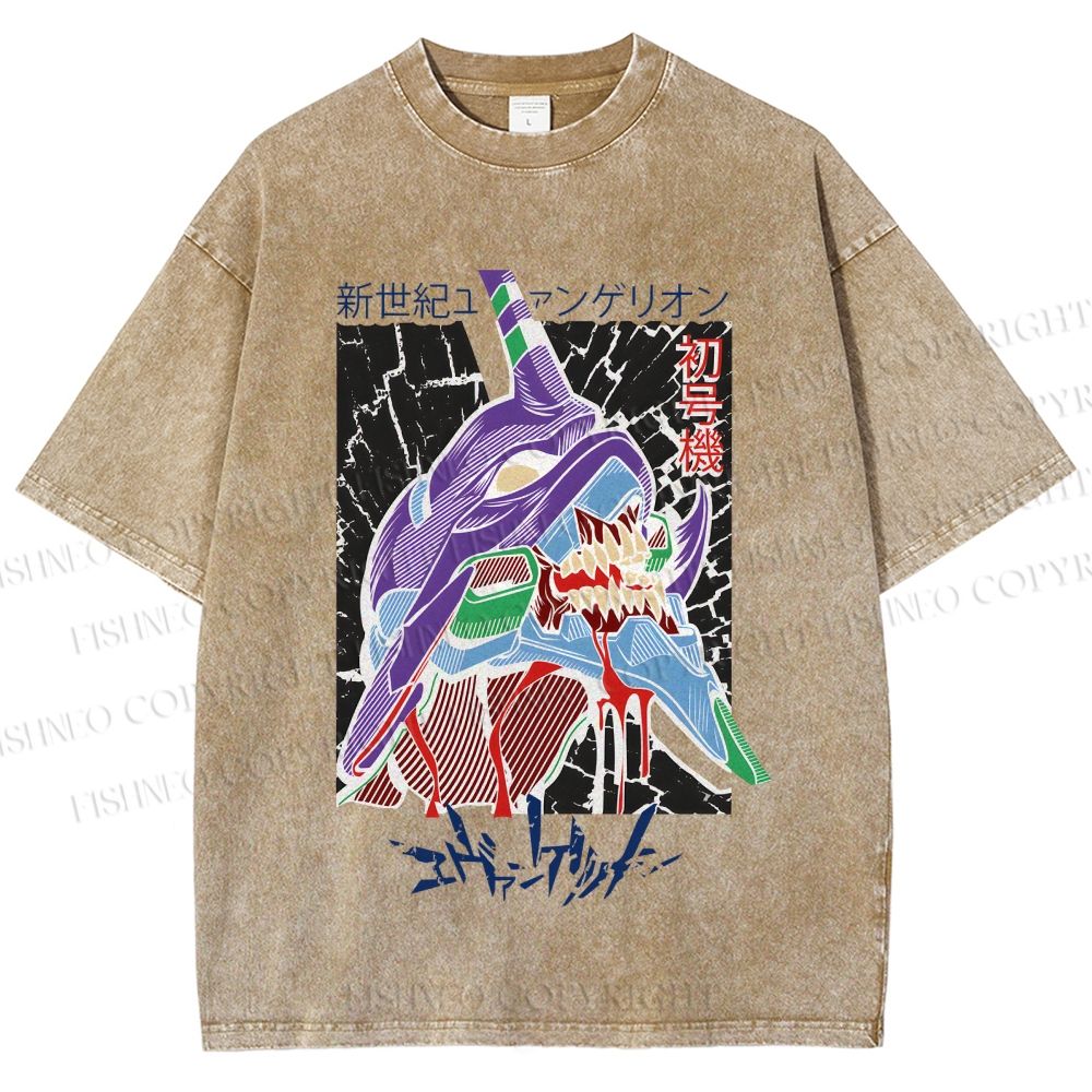 Unisex Neon Genesis Evangelion Printed Washed Tee