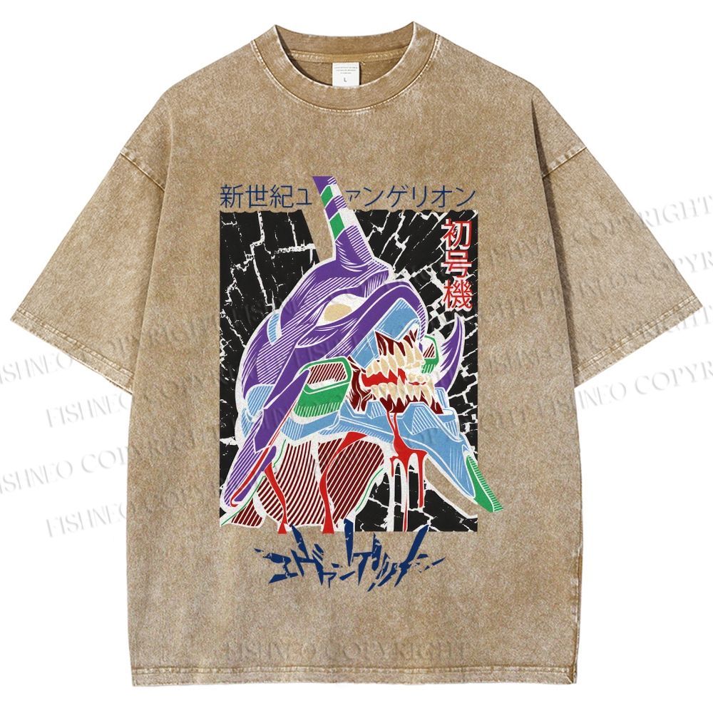 Unisex Neon Genesis Evangelion Printed Washed Tee