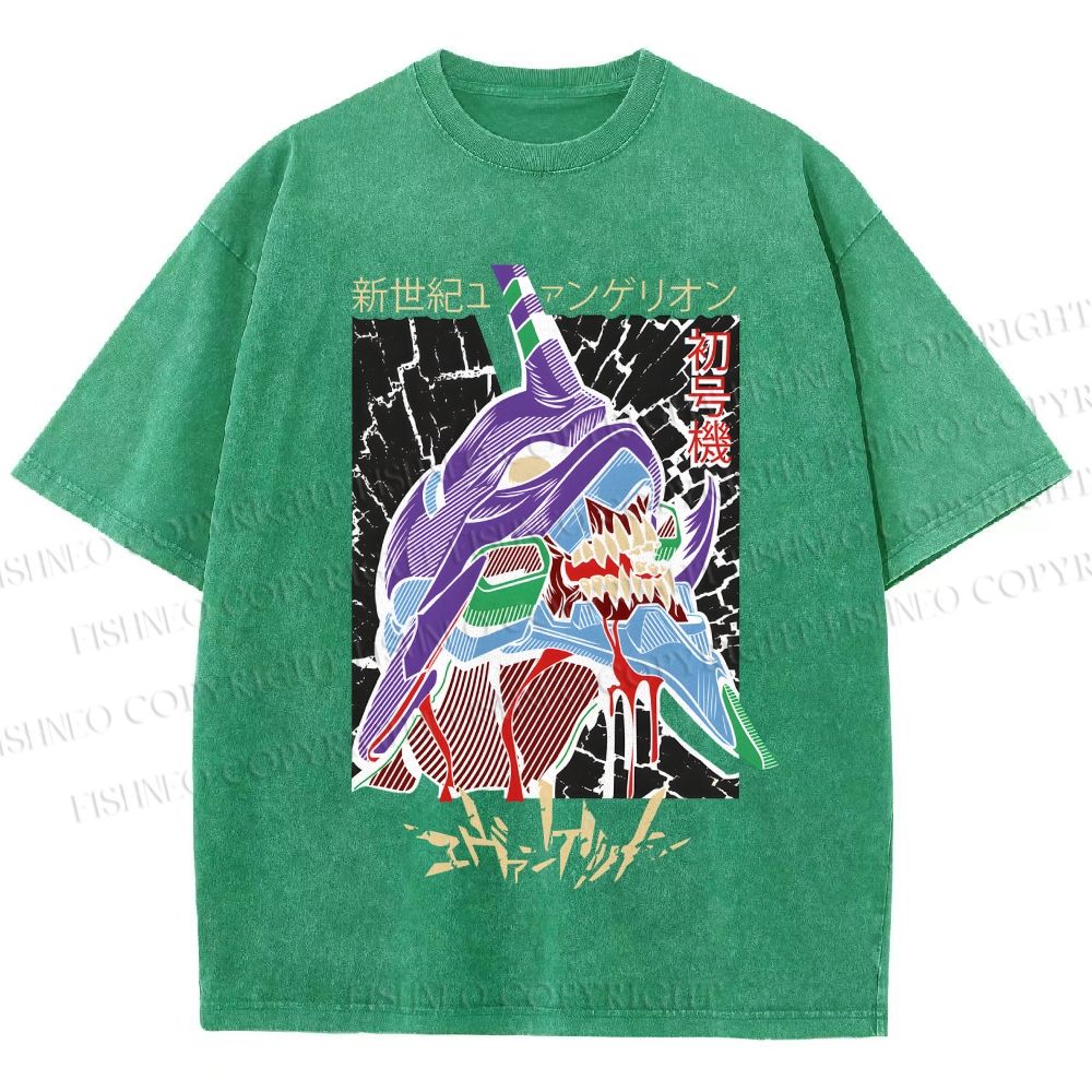 Unisex Neon Genesis Evangelion Printed Washed Tee