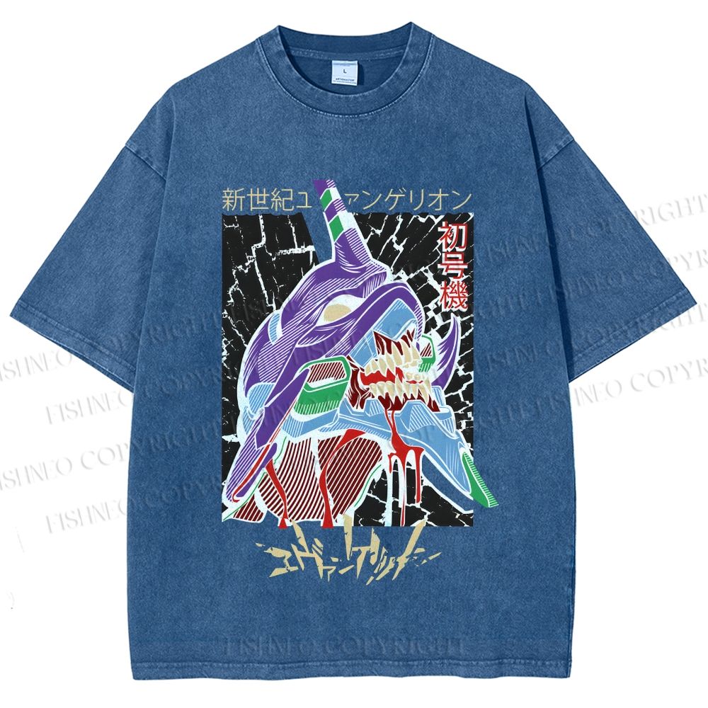 Unisex Neon Genesis Evangelion Printed Washed Tee