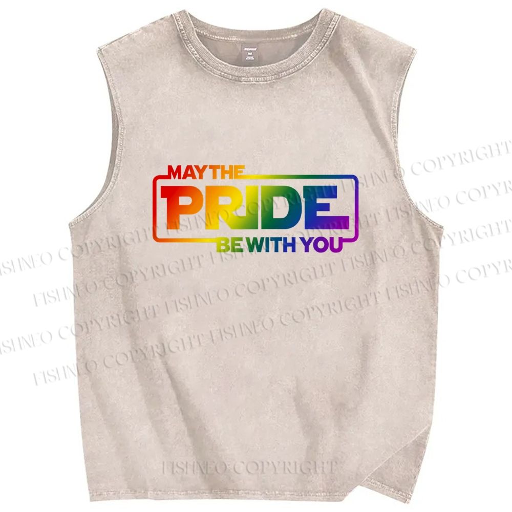 Unisex May The Pride Be With You Printed Washed Tank Top