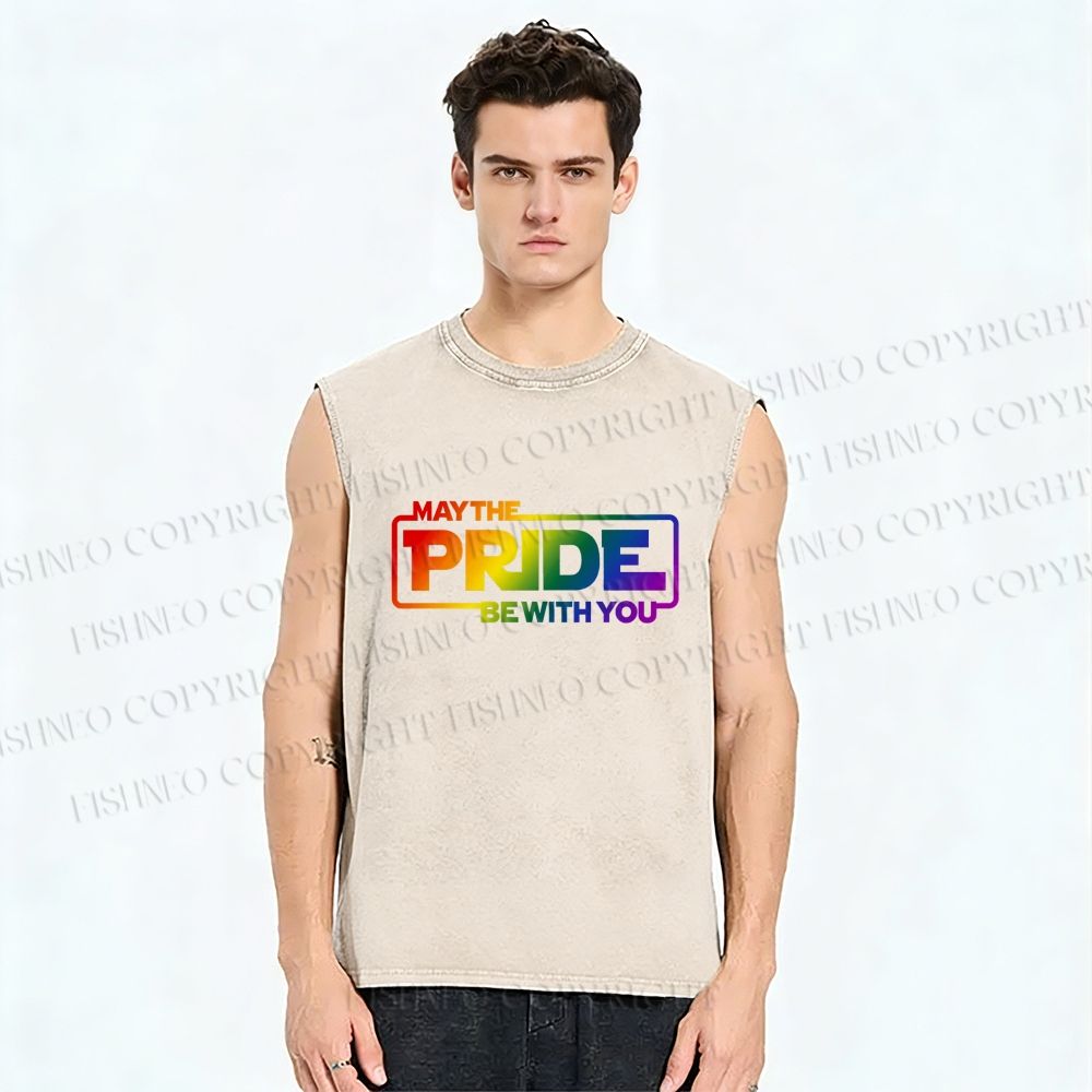 Unisex May The Pride Be With You Printed Washed Tank Top