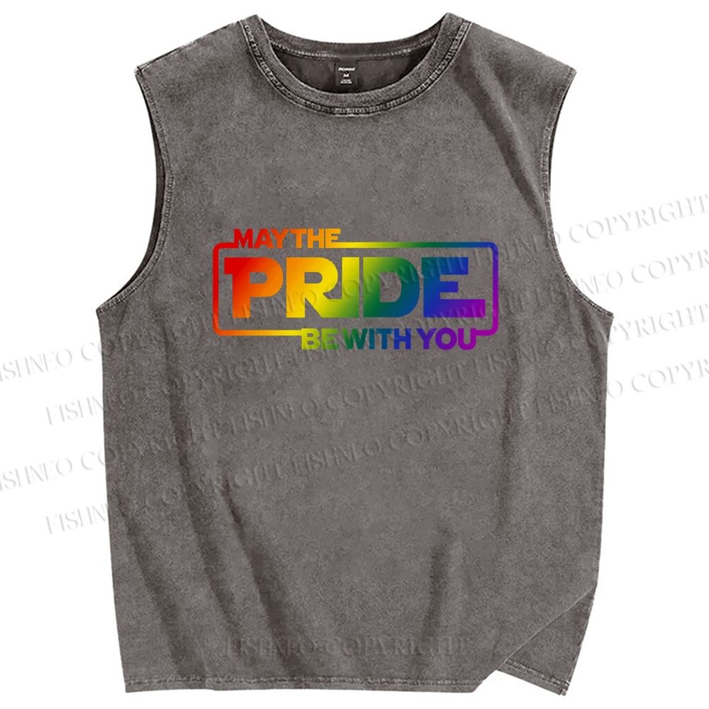 Unisex May The Pride Be With You Printed Washed Tank Top
