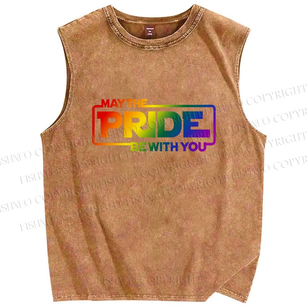 Unisex May The Pride Be With You Printed Washed Tank Top