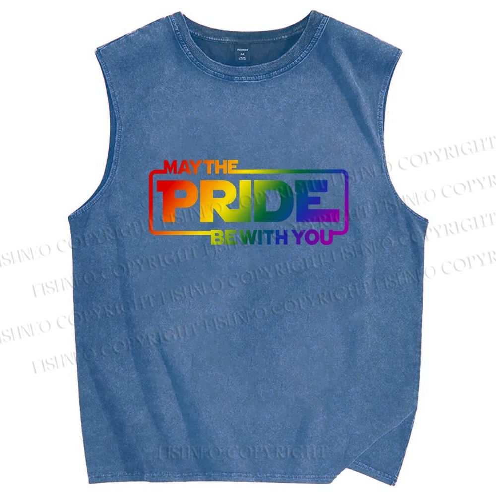 Unisex May The Pride Be With You Printed Washed Tank Top