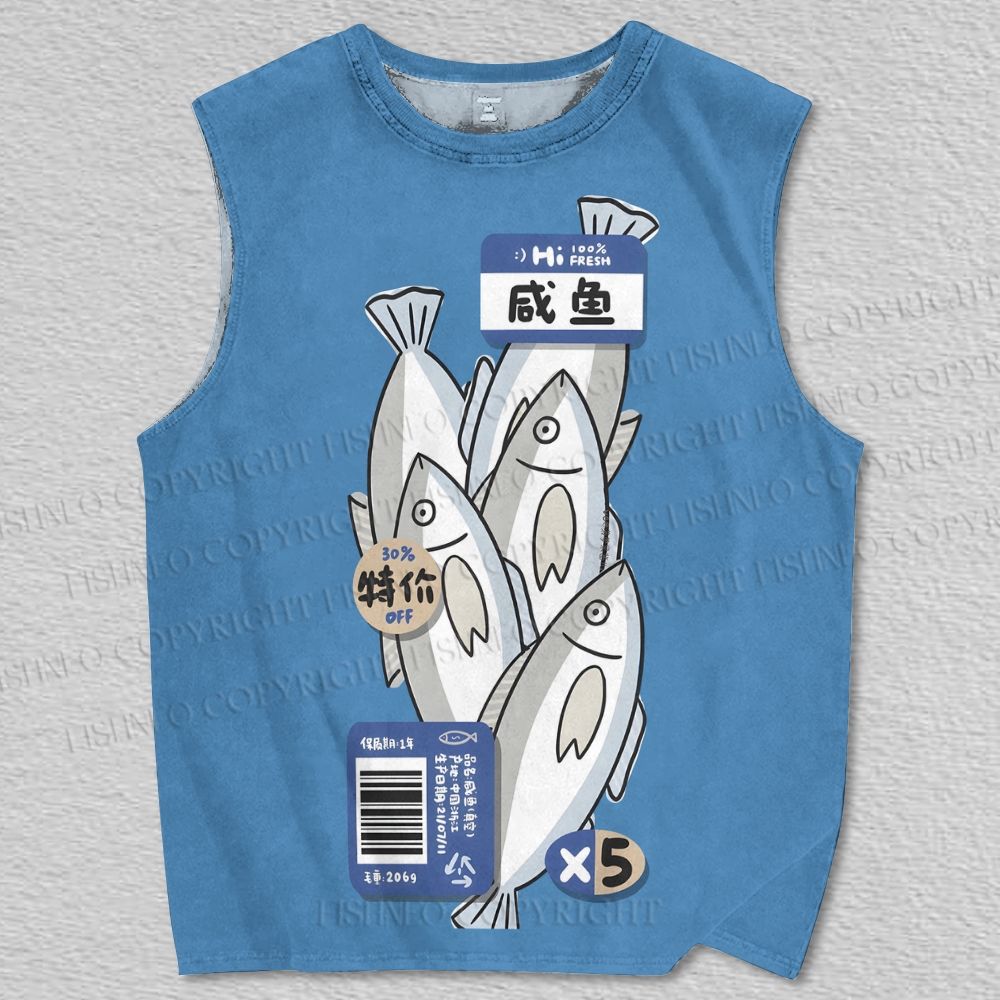 Unisex Salted Fish Printed Tank Top