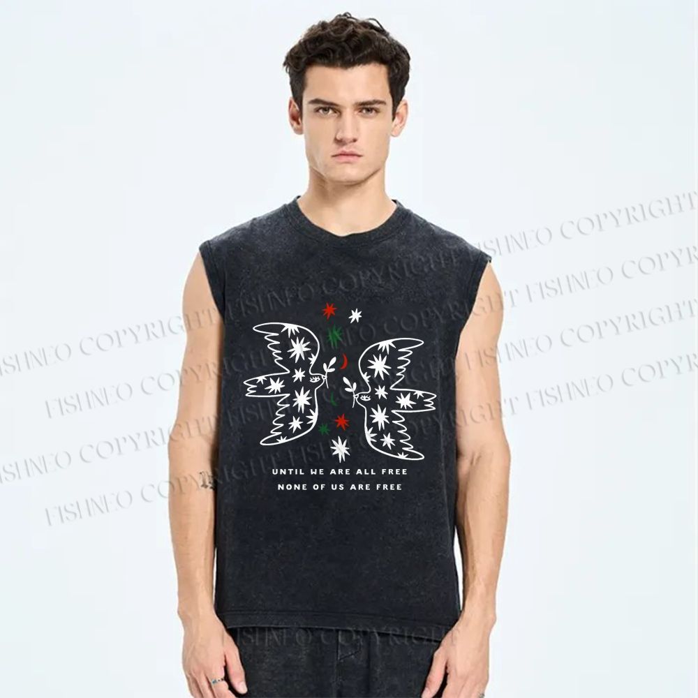 Unisex Until We Are All Free Printed Washed Tank Top