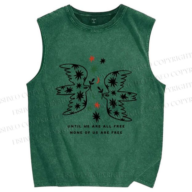 Unisex Until We Are All Free Printed Washed Tank Top