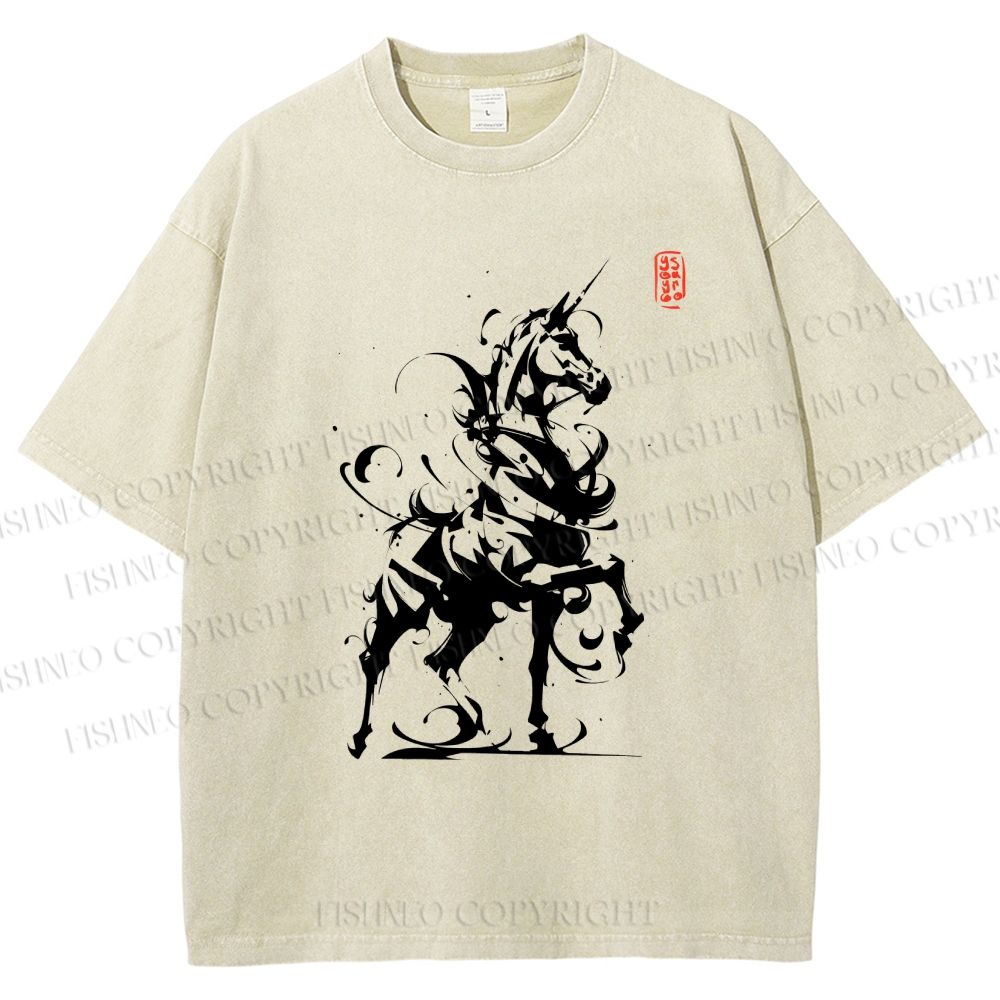 Unisex Ink Unicorn Printed Washed Tee