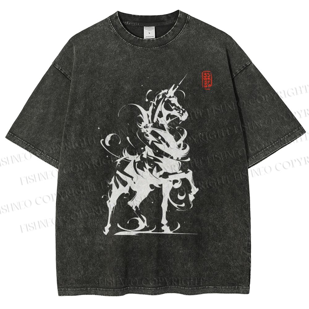 Unisex Ink Unicorn Printed Washed Tee