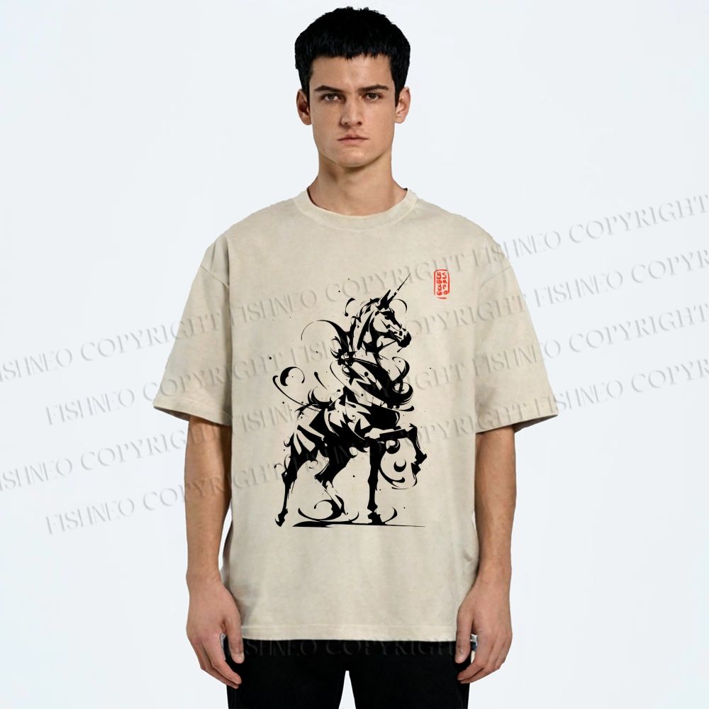 Unisex Ink Unicorn Printed Washed Tee