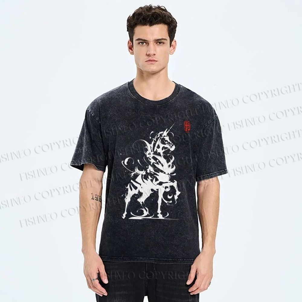 Unisex Ink Unicorn Printed Washed Tee