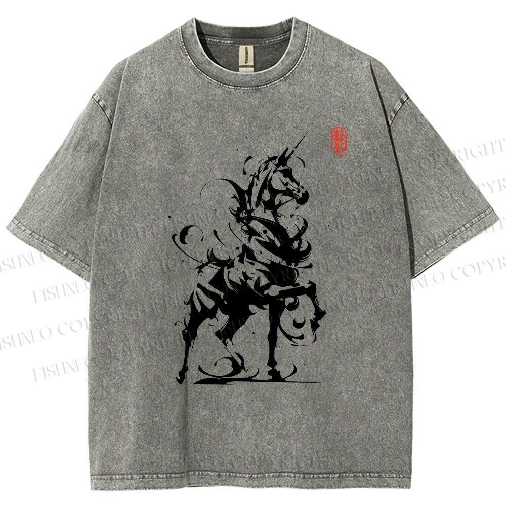 Unisex Ink Unicorn Printed Washed Tee
