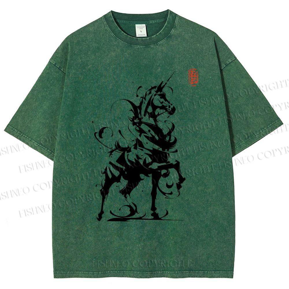 Unisex Ink Unicorn Printed Washed Tee