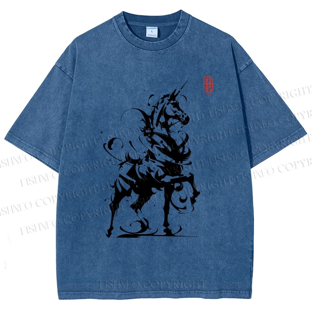 Unisex Ink Unicorn Printed Washed Tee